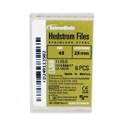 Sybron Endo Hedstrom Files, Stainless Steel, 25 mm, #45, White, 6/Pk, 11350 thumbnail 12
