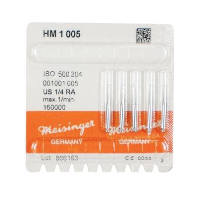 Meisinger HM1-005-RA Operative Tungsten Carbide Bur, Round, #1/4, 0.5 mm Head, Right-Angle Latch Shank, 5/Pk thumbnail 12