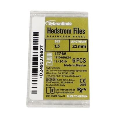 Sybron Endo Hedstrom Files, Stainless Steel, 21 mm, #15, White, 6/Pk, 12766 thumbnail 17