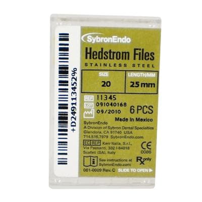 Sybron Endo Hedstrom Files, Stainless Steel, 25 mm, Size #20, Yellow, 6/Pk, 11345 thumbnail 23