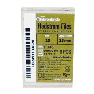 Sybron Endo Hedstrom Files, Stainless Steel, 25 mm, #25, Red, 6/Pk, 11346 thumbnail 22