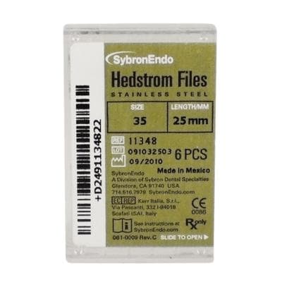 Sybron Endo Hedstrom Files, Stainless Steel, 25 mm, Size #35, Green, 6/Pk, 11348 thumbnail 21