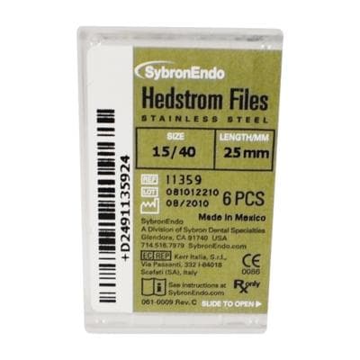 Sybron Endo Hedstrom Files, Stainless Steel, 25 mm, #15-40 Assorted, 6/Pk, 11359 thumbnail 16