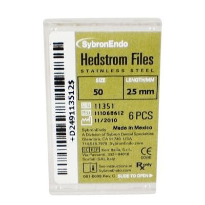 Sybron Endo Hedstrom Files, Stainless Steel, 25 mm, Size #50, Yellow, 6/Pk, 11351 thumbnail 15