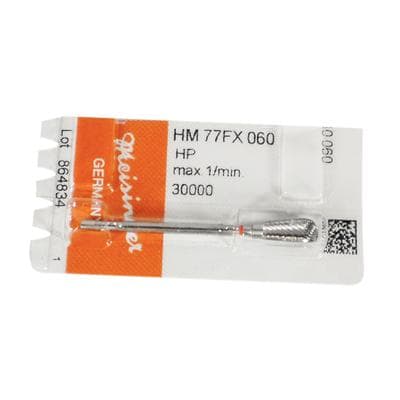 Meisinger Tungsten Carbide Laboratory Cutter, HP, Cross Cut Pear, #77FX-060, 6.0 mm, Fine, Red, 1/Pk, HM77FX-060HP thumbnail 8