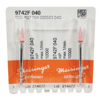 Meisinger Diamond Polisher, Flame/Point, Fine, Red/Orange, HP Shank, 4.0mm, 2/Pk, 9742F-040-HP-R/O thumbnail 13