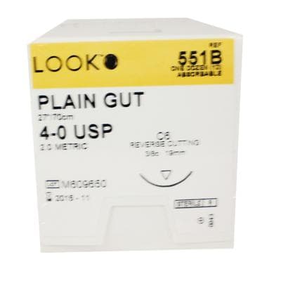 Look Plain Gut Absorbable Suture, 4-0, 27"/70 cm, C6 Reverse Cutting Needle, 19 mm 3/8 Circle, 12/Pk, 551B thumbnail 10