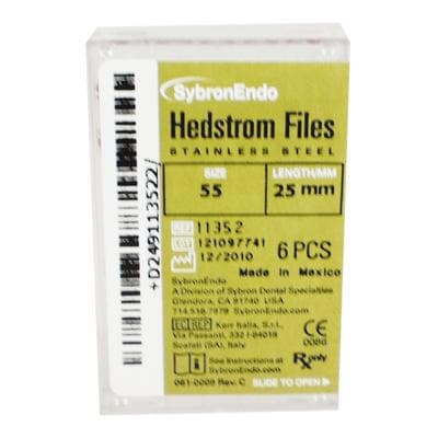 Sybron Endo Hedstrom Files, Stainless Steel, 25 mm, #55, Red, 6/Pk, 11352 thumbnail 11