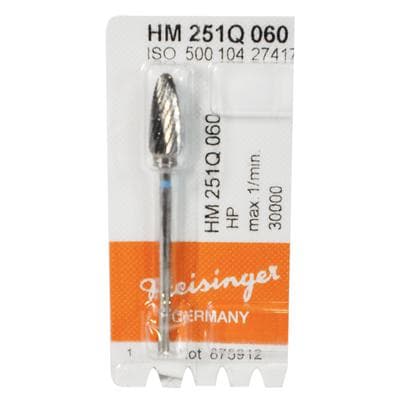 Meisinger HM251Q-060 Lab Carbide Bur, Q-Cut Cross Cut, Tapered Round End, Medium, 6.0 mm Diameter, HP, 1 Each thumbnail 9