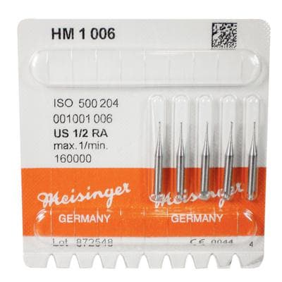 Meisinger HM1-006-RA Round Operative Carbide Bur, #1/2, 0.6mm, Right Angle (RA), 5/Pk thumbnail 7