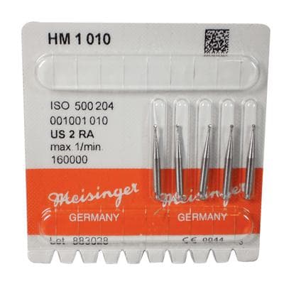 Meisinger HM1-010-RA Operative Tungsten Carbide Bur, Round #2, 1.0 mm, Right-Angle (RA) Latch, 5/Pk thumbnail 10