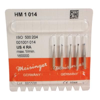 Meisinger HM1-014-RA Operative Tungsten Carbide Bur, Round #4, 1.4 mm, Right Angle (RA), 5/Pk thumbnail 11