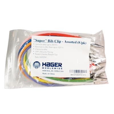 Super Bib Clips, Silicone Cord, Assorted Colors, 14 in, Autoclavable, 8/Pk, 605290 thumbnail 17