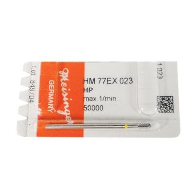 Meisinger Tungsten Carbide Lab Cutter, X-Cut Extra Fine, Pear, HP, 2.3 mm Diameter, 5.5 mm Head Length, Yellow Ring, HM 77EX-023 thumbnail 7