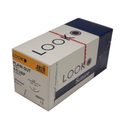 Look Plain Gut Absorbable Suture, 4-0, 18", C-6 Reverse Cutting Needle, 3/8 Circle, 12/Box, 591B thumbnail 18