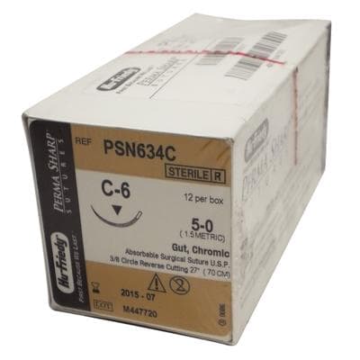 Hu-Friedy Perma Sharp Chromic Gut Suture, 5-0, C-6 Reverse Cutting 3/8 Circle Needle, 27", Absorbable, 12/Box, PSN634C thumbnail 15