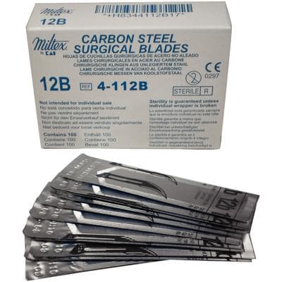 Miltex Carbon Steel Sterile Surgical Blade #12B (Double-Edge), 100/Box, 4-112B thumbnail 16