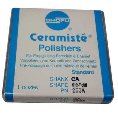 Shofu CeraMiste Soft Polishers, CA (Contra-Angle), Standard Grit, Midi-Point, ISO #060, Grey, 12/Pk, 253A thumbnail 14
