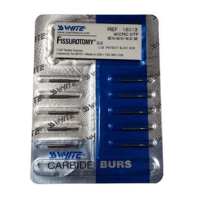 SS White Fissurotomy Carbide Bur, FG, Micro, Shallow Tapered Fissure (STF), 0.7 mm Head Diameter, 10/Pk, #18013 thumbnail 10
