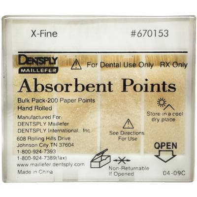 Dentsply Maillefer Absorbent Paper Points, X-Fine, .02 Taper, Hand-Rolled, Non-Sterile, Bulk Pack of 200, 670153 thumbnail 12