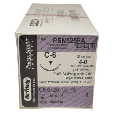 Perma Sharp® Absorbable PGAFA Undyed Braided Suture, 4-0, C-6 Premium Reverse Cutting Needle, 3/8 Circle, 18", 12/Box, PSN525FA thumbnail 10