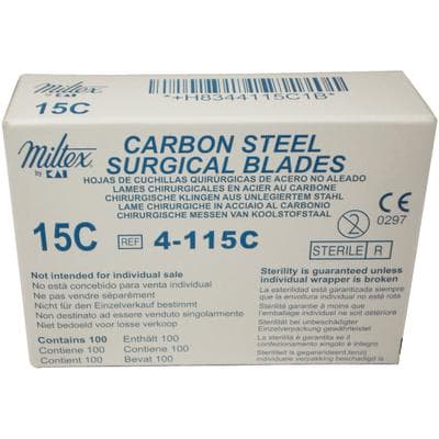 Miltex Carbon Steel Sterile Surgical Blades, #15C (Angled), 100/Box, 4-115C thumbnail 17