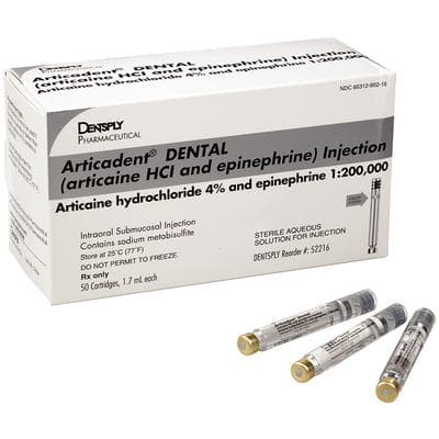 Articadent DENTAL 4% Articaine HCl with Epinephrine 1:200,000 Injection Cartridges, 1.7 mL, 50/Box, 52216 thumbnail 15