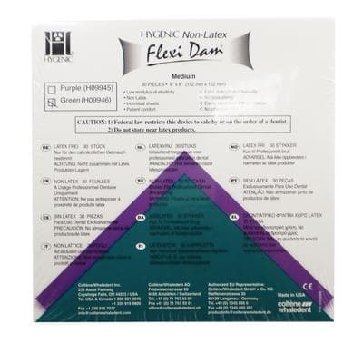 Hygenic Flexi Dam Non-Latex Dental Dam, 6" x 6", Medium Gauge, Green, 30/Box, H09946 thumbnail 19