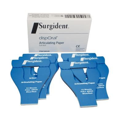 Surgident dispOral Horseshoe Articulating Paper, Red/Blue, 72 Microns, 12 Sheets/Book, 6 Books/Box, 50099120 thumbnail 12