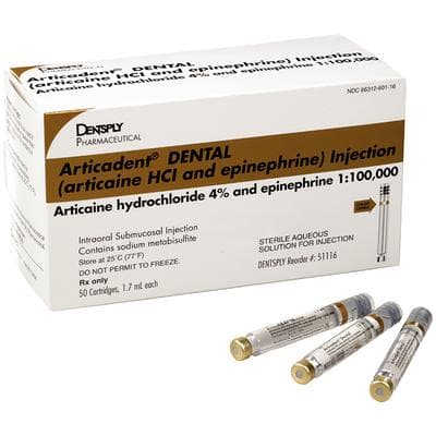 Articadent DENTAL 4% Articaine HCl with Epinephrine 1:100,000 Injection Cartridges, 1.7 mL, 50/Box, 51116 thumbnail 15