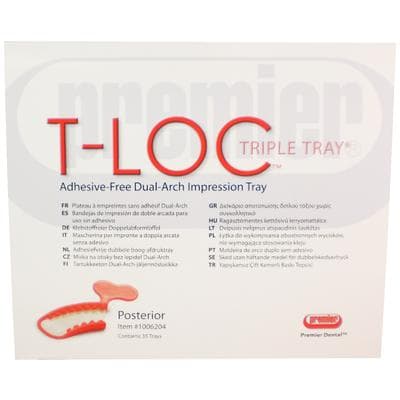 T-Loc Triple Tray Adhesive-Free Dual-Arch Impression Trays, Posterior, Coral, 35/Box, 1006204 thumbnail 12