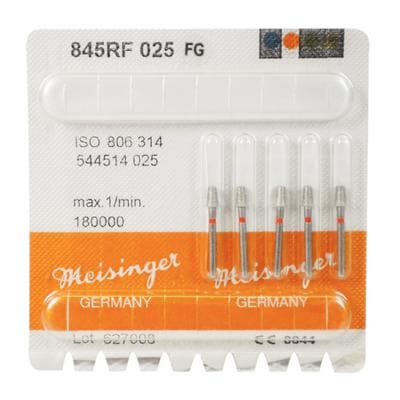 Meisinger Multi-Use Diamond Bur, FG, Tapered Round Edge, #845RF, 2.5 mm, Fine, Red, 5/Pk, 845RF-025-FG thumbnail 8