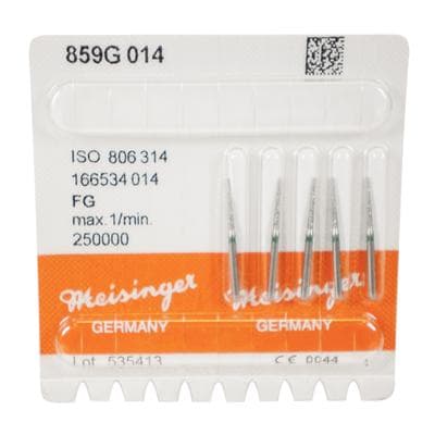 Meisinger Multi-Use Diamond Bur, FG, Long Needle, #859G, 1.4 mm Head, 10 mm Working Length, Coarse, Green, 5/Pk, 859G-014-FG thumbnail 9