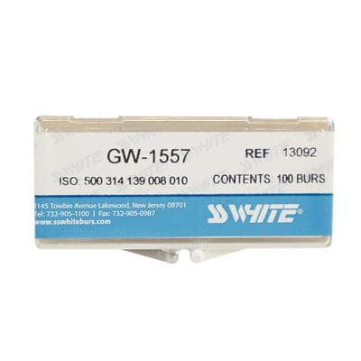 Great White Gold Series Carbide Burs, FG, Straight Cross Cut Fissure, #GW1557, 100/Pk, 13092 thumbnail 13