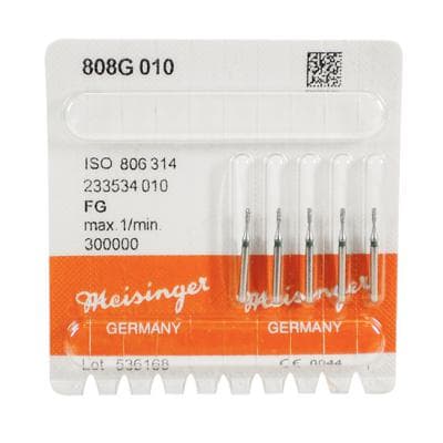 Meisinger Multi-Use Diamond Bur, FG, Pear, #808G, 1.0 mm Head, Coarse, Green, 5/Pk, 808G-010-FG thumbnail 10