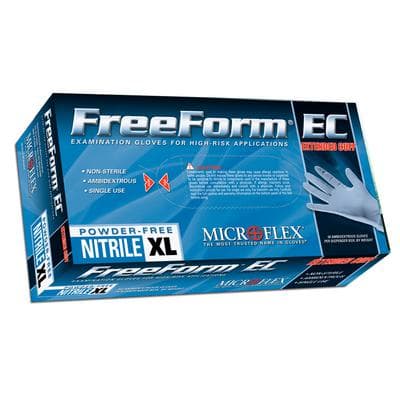 FreeForm EC FFE-775 Nitrile Exam Gloves, Powder Free, Latex Free, Non-Sterile, Extended Cuff, Textured Fingertips, Blue, Extra Large, 50/Box thumbnail 9