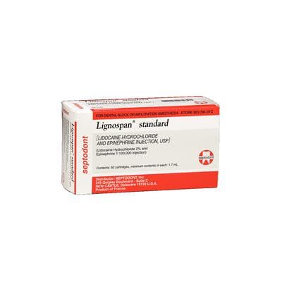 Lignospan Standard Lidocaine HCl 2% with Epinephrine 1:100,000, Red, 1.7 mL Glass Cartridges, 50/Box, 01-A1100 thumbnail 12