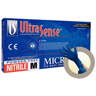 MICROFLEX UltraSense US-220 Nitrile Exam Gloves, Powder Free, Non-Sterile, Textured Fingertips, Small, Blue, 100/Box thumbnail 16