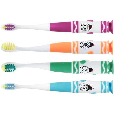 GUM Crayola Pip-Squeaks Kids Ultra-Soft Manual Toothbrush, Suction Cup, Tapered Head, Ages 2-5, Assorted Colors, 12/Box, 232PYZ thumbnail 8