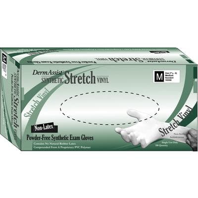 DermAssist™ Synthetic Stretch Vinyl Exam Gloves, Powder Free, Non-Sterile, Medium, Clear, 100/Box, Series 162 thumbnail 3