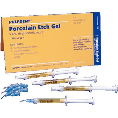 Pulpdent Porcelain Etch Gel, 9.6% Hydrofluoric Acid, Syringe Kit, 1.2 mL, 4/Pk, PEG thumbnail 24