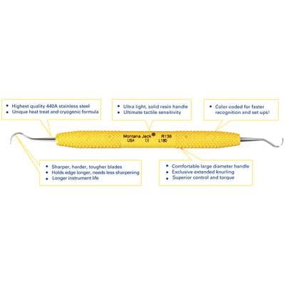Paradise Dental Technologies Montana Jack Sickle Scaler, Double End, Yellow Resin Handle, R138 thumbnail 8