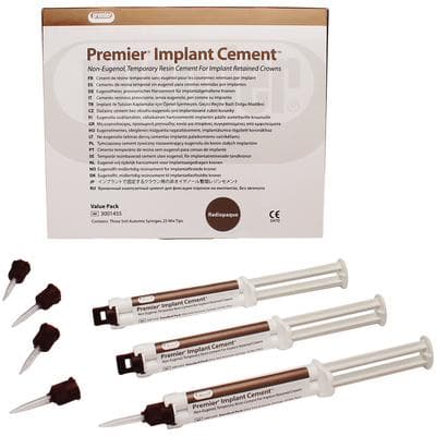 Premier Implant Cement Value Pack, Non-Eugenol Temporary Resin Cement, 3 x 5 ml Automix Syringes with 25 Mixing Tips, 3001455 thumbnail 17