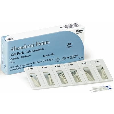 Dentsply Maillefer Absorbent Paper Points, ISO #35, 0.02 Taper, Hand-Rolled, Sterile, Cell Pack of 180, 670176 thumbnail 14