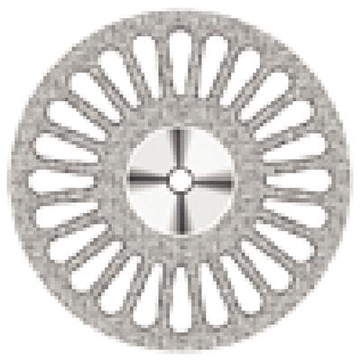 NTI Superflex Diamond Disc, Double Sided, Perforated, Medium Grit, Red, HP Shank, 22 mm Diameter, 0.15 mm Thickness, D405-220, 1/Pkg thumbnail 7