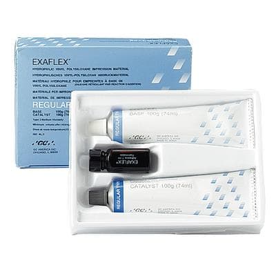 GC America EXAFLEX Hydrophilic Vinyl Polysiloxane Impression Material, Regular Body, Blue, Standard Pack, 74 mL Base + 74 mL Catalyst, 138901 thumbnail 10