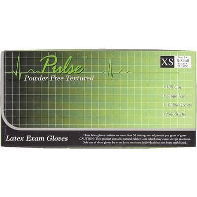 Pulse Latex Exam Gloves, Powder Free, Textured, Non-Sterile, Extra Small (XS), White, 100/Box, 151050 thumbnail 7