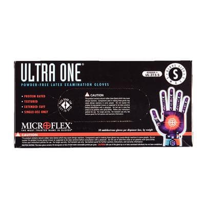 Ultra One Latex Exam Gloves, Powder-Free, Non-Sterile, Small, Natural, Textured, Extended Cuff, 50/Box, UL-315-S thumbnail 16