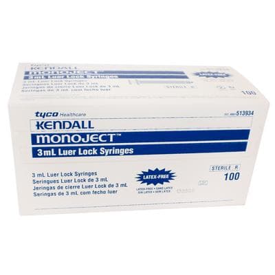 Monoject Rigid Pack Luer Lock Syringe, 3 mL, Sterile, Disposable, 100/Box, 8881513934 thumbnail 7