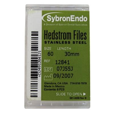 Kerr SybronEndo Hedstrom Files, Stainless Steel, 30mm, Size #60, Blue, 6/Pack, 12841 thumbnail 9